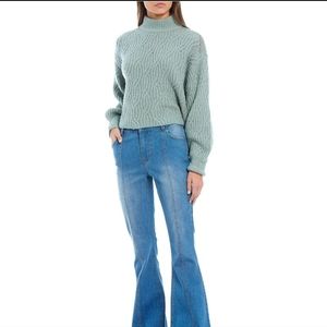 Chelsea & Violet Mock Neck Balloon Sleeve Cable Knit Sweater Size XXL NWT!